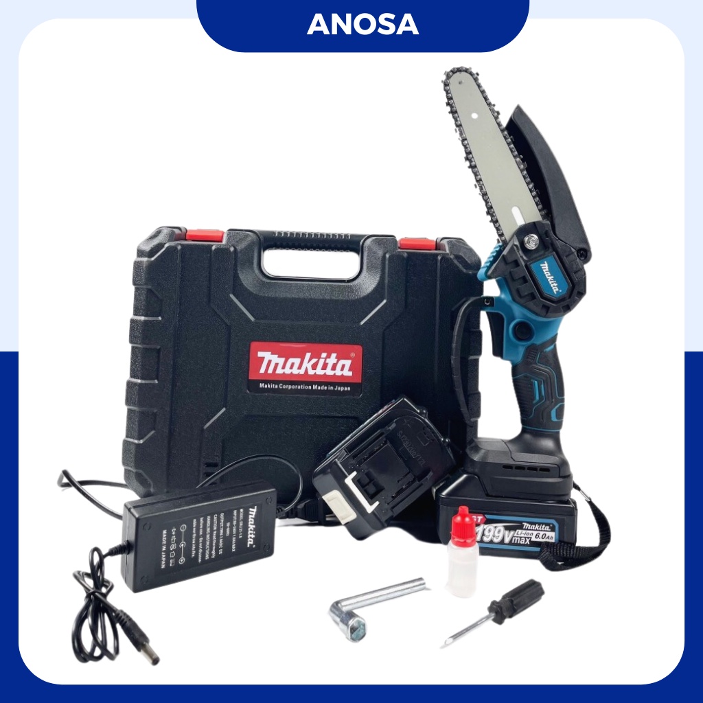 Máy cưa xích dùng pin, máy cưa xích cầm tay MAKITA 199v cắt gỗ tỉa cành cực bén