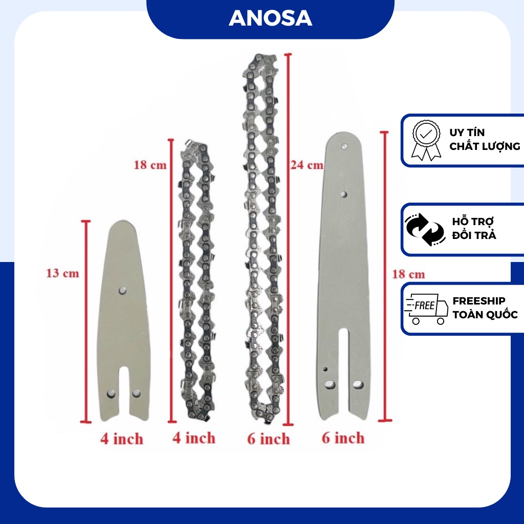 Lam xích dùng cho máy cưa xích chạy pin, lưỡi cưa dài 4 inch và 6 inch