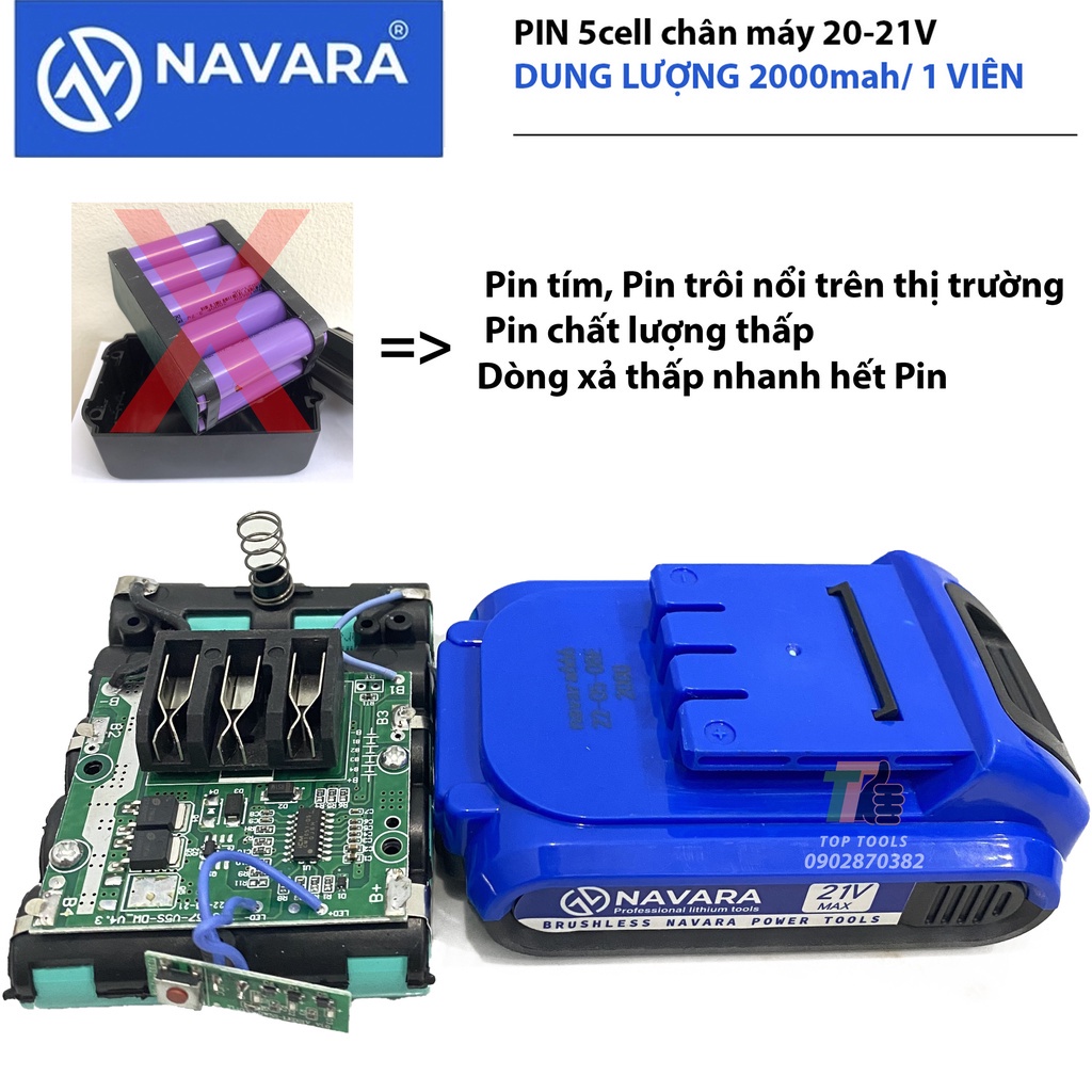 Pin máy khoan 21v, pin 5 cell chân pin máy 20-21v, pin có dung lượng khủng 2000mah/1 viên