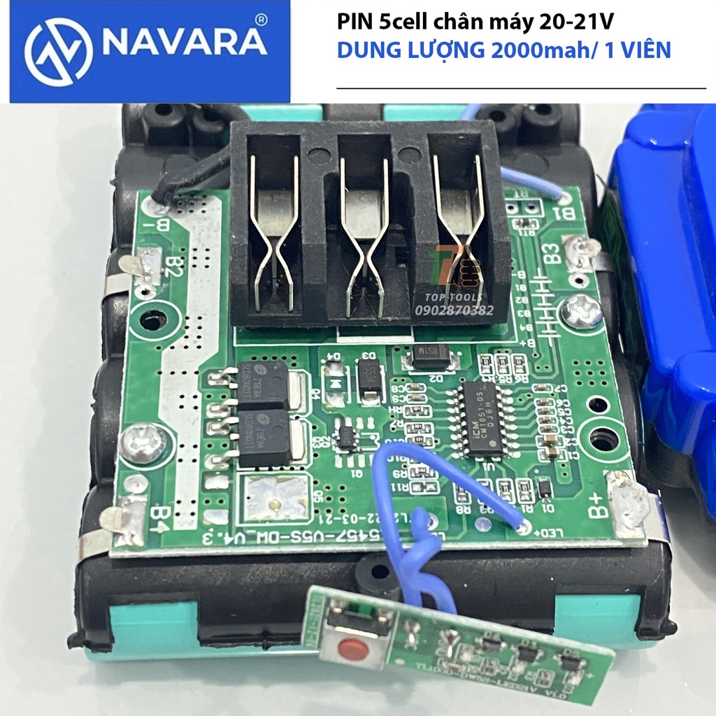 Pin máy khoan 21v, pin 5 cell chân pin máy 20-21v, pin có dung lượng khủng 2000mah/1 viên