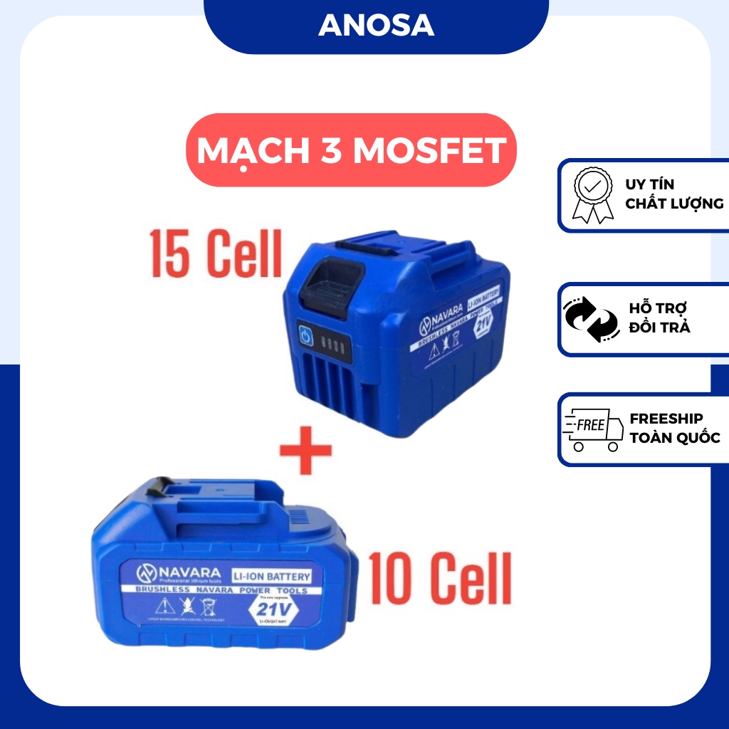 Pin 10 cell, pin 15 cell chân pin phổ thông mạch 3 mosfet chống cháy có đèn báo pin Cell 1600mAh