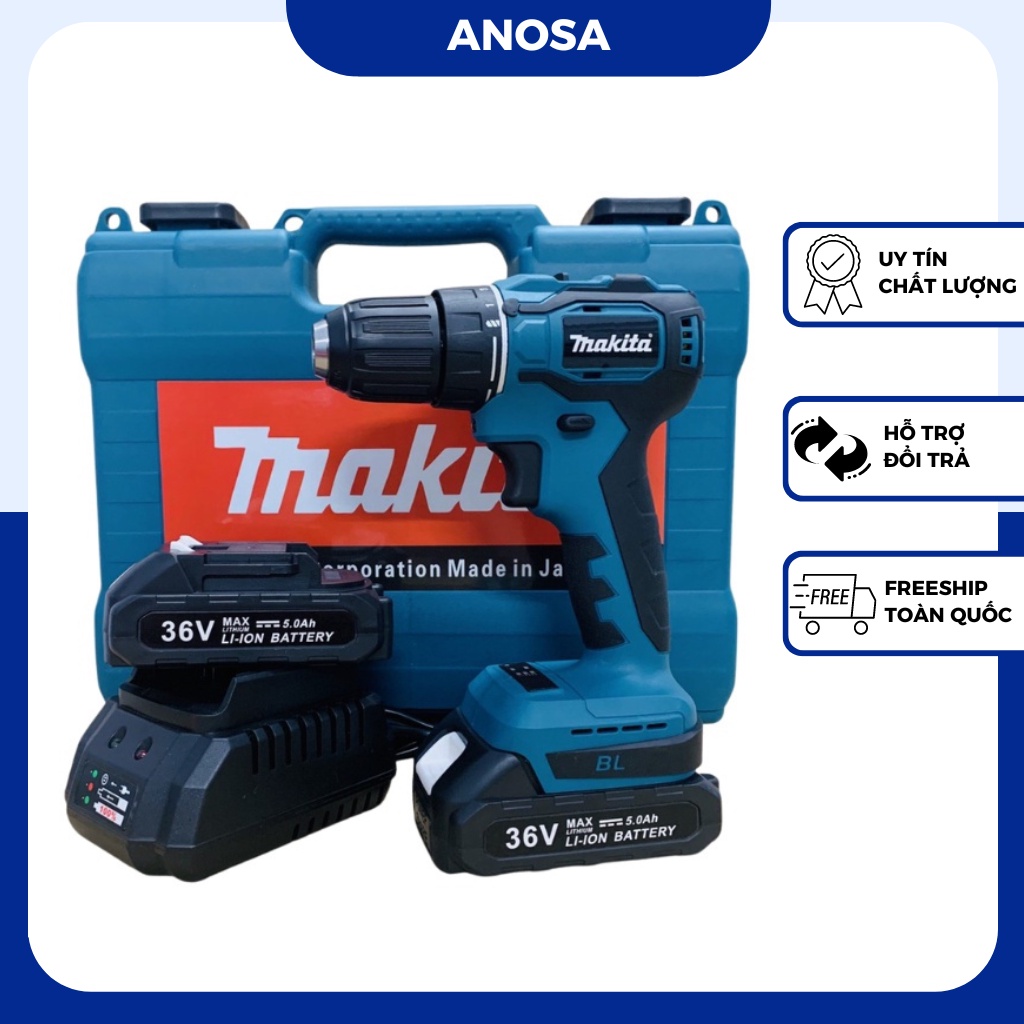 Máy khoan pin Makita 36v không chổi than sử dụng chân pin thông dụng