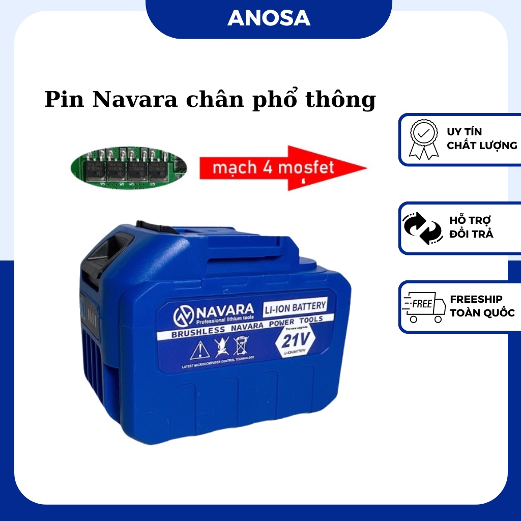 Pin 15 cell, pin 10 cell Navara chân pin phổ thông mạch 4 mosfet chống cháy có đèn báo pin Cell 2000mAh