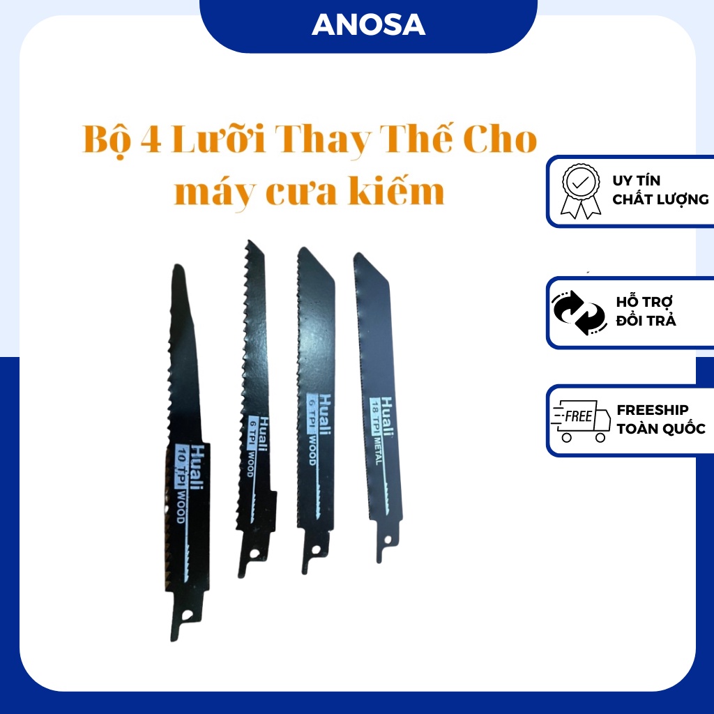 Bộ 4 lưỡi cưa kiếm đa năng, cưa cắt sắt gỗ nhựa cho máy cưa kiếm Makita, Dewalt