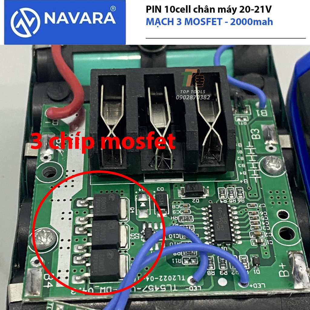 Pin máy khoan, pin máy siết bulong, Pin 10 cell 21V mạch 3 mosfet