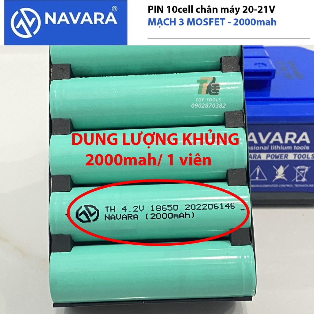 Pin máy khoan, pin máy siết bulong, Pin 10 cell 21V mạch 3 mosfet