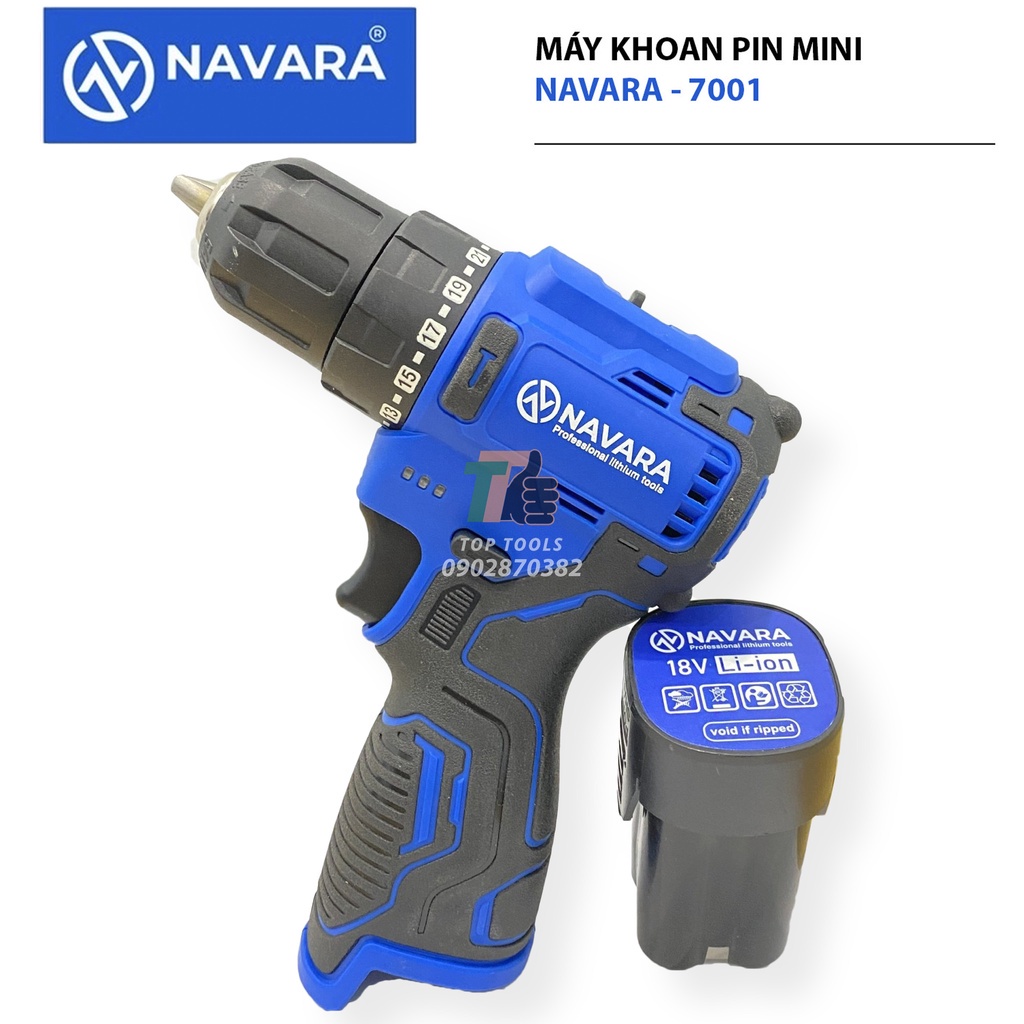 Máy khoan pin Navara 7001 động cơ không chổi than pin 18v
