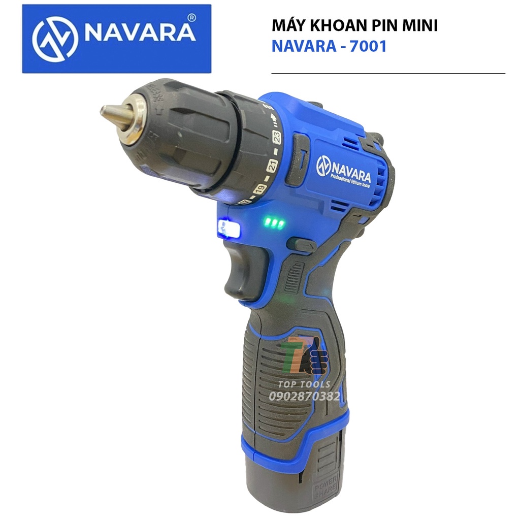 Máy khoan pin Navara 7001 động cơ không chổi than pin 18v