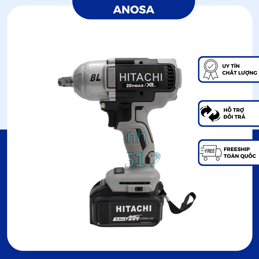 Máy siết bulong Hitachi 20v không chổi than, máy bắn bulong lực siết 880N.m pin khủng hàng cao cấp