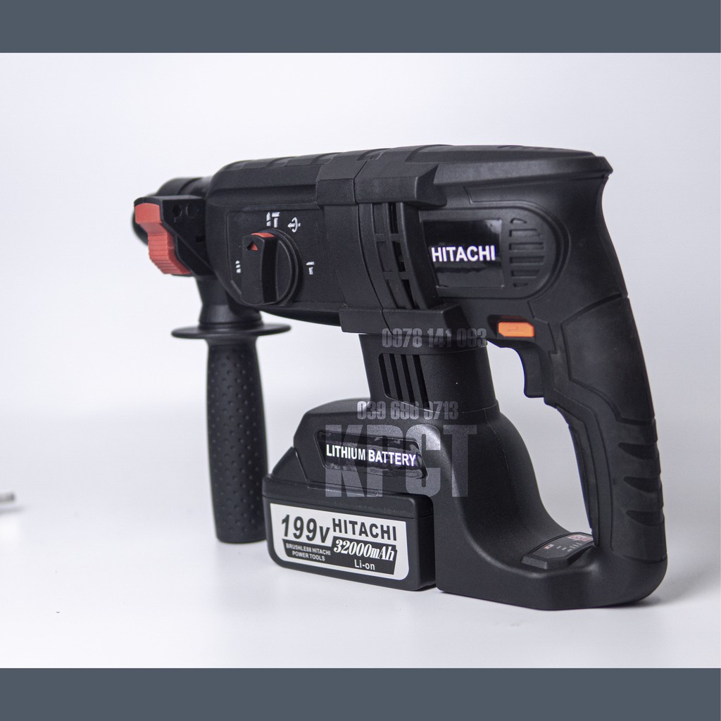 Máy khoan bê tông pin Hitachi 199v động cơ không chổi than, khoan bê tông 3 chức năng hàng cao cấp, bảo hành 12 tháng