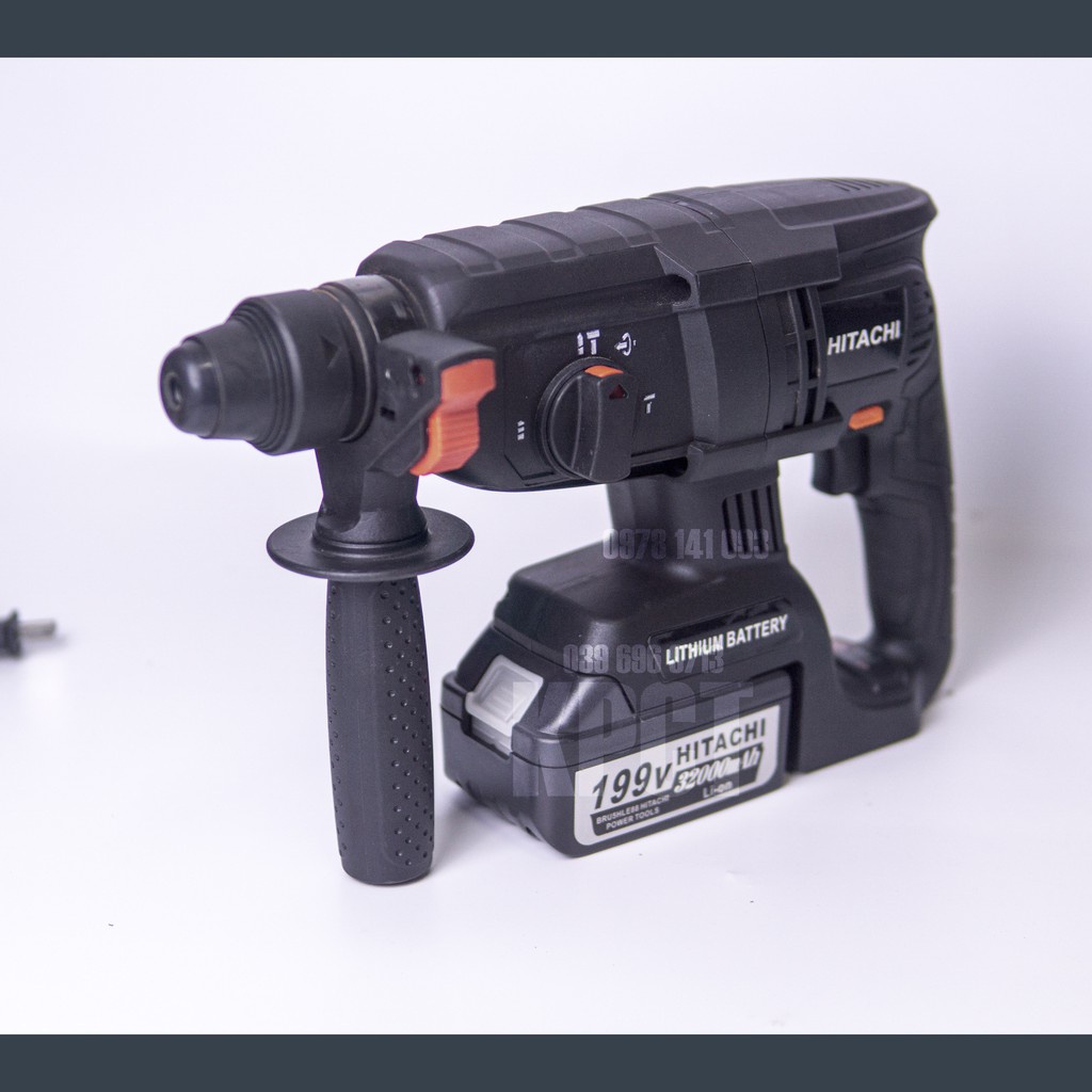 Máy khoan bê tông pin Hitachi 199v động cơ không chổi than, khoan bê tông 3 chức năng hàng cao cấp, bảo hành 12 tháng