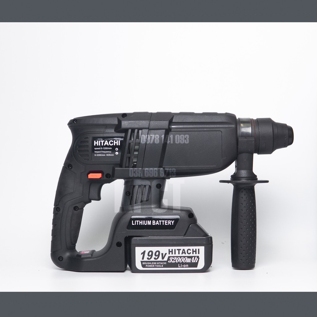 Máy khoan bê tông pin Hitachi 199v động cơ không chổi than, khoan bê tông 3 chức năng hàng cao cấp, bảo hành 12 tháng