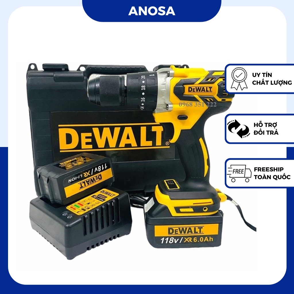 Máy khoan pin Dewalt 199v động cơ không chổi than