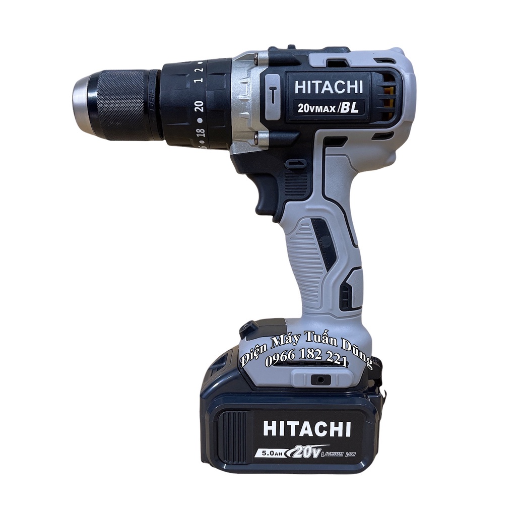 Máy khoan pin Hitachi 20v động cơ không chổi than, đầu auto lock thép 13mm