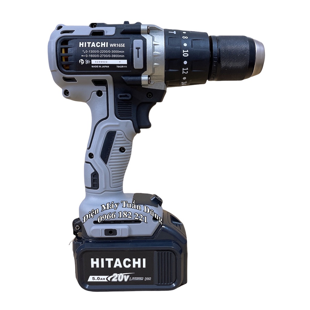 Máy khoan pin Hitachi 20v động cơ không chổi than, đầu auto lock thép 13mm