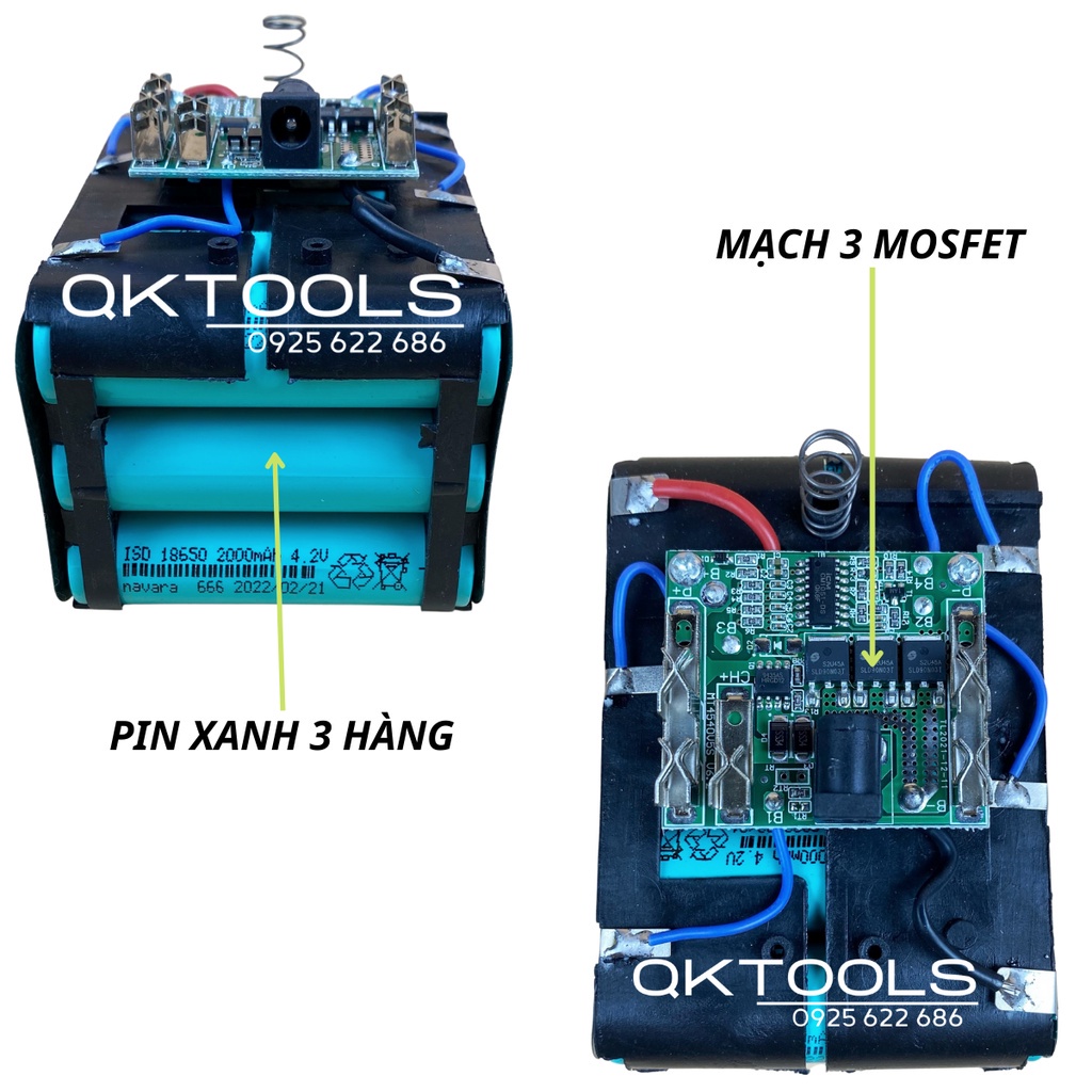 Pin máy khoan makita, pin 15 cell chân pin phổ thông, bin makita 6ah - cell pin 2000