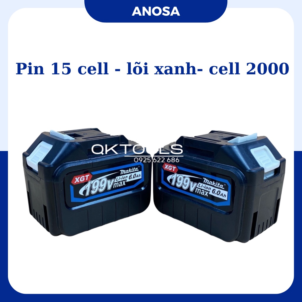 Pin máy khoan makita, pin 15 cell chân pin phổ thông, bin makita 6ah - cell pin 2000