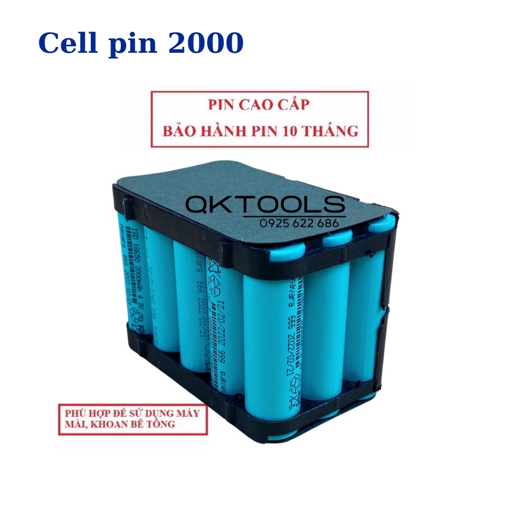 Pin máy khoan makita, pin 15 cell chân pin phổ thông, bin makita 6ah - cell pin 2000