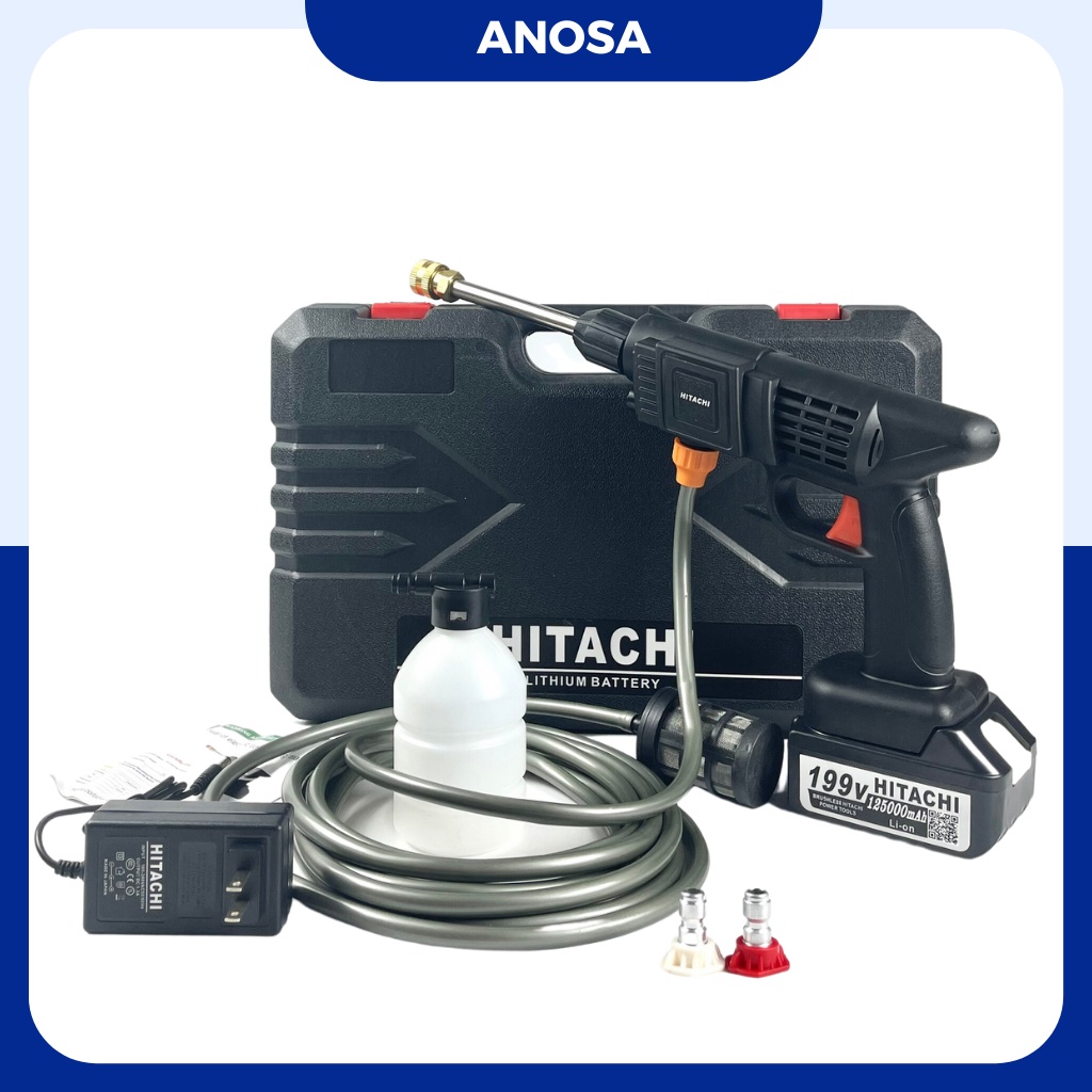 Máy rửa xe pin cầm tay Hitachi, máy rửa xe mini, dụng cụ làm vườn