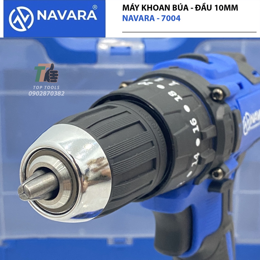 Máy khoan pin, máy khoan cầm tay NAVARA 7004 động cơ không chổi than