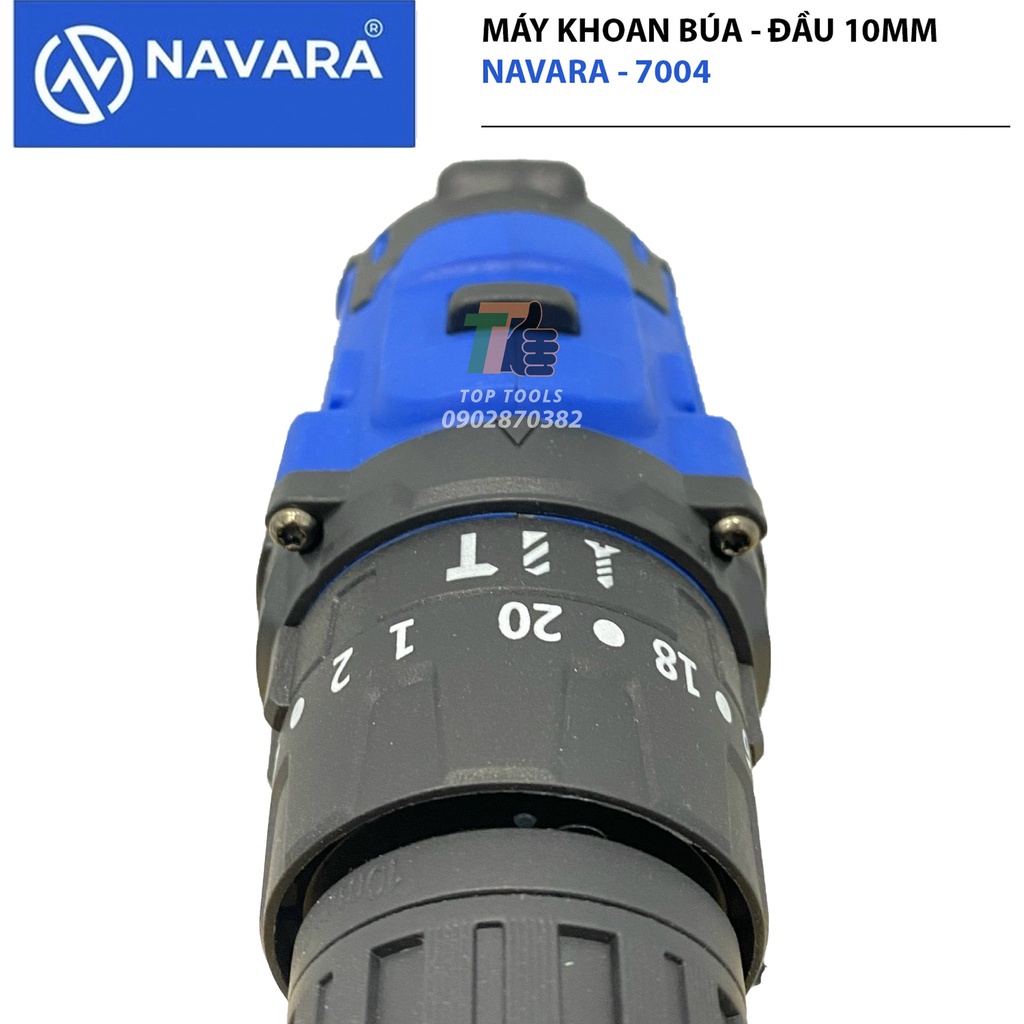Máy khoan pin, máy khoan cầm tay NAVARA 7004 động cơ không chổi than