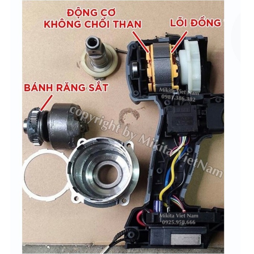 Thân máy siết bulong Hitachi không chổi than đầu 2 trong 1