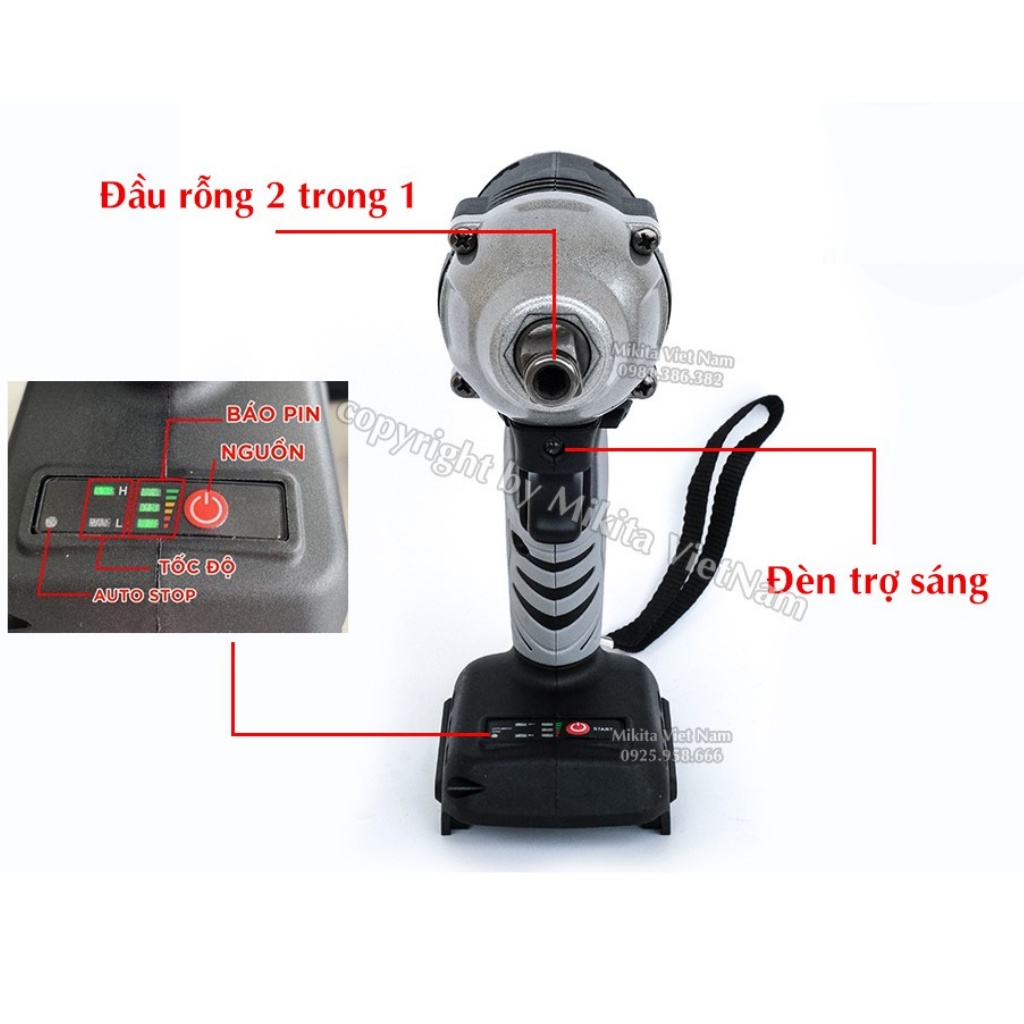 Thân máy siết bulong Hitachi không chổi than đầu 2 trong 1