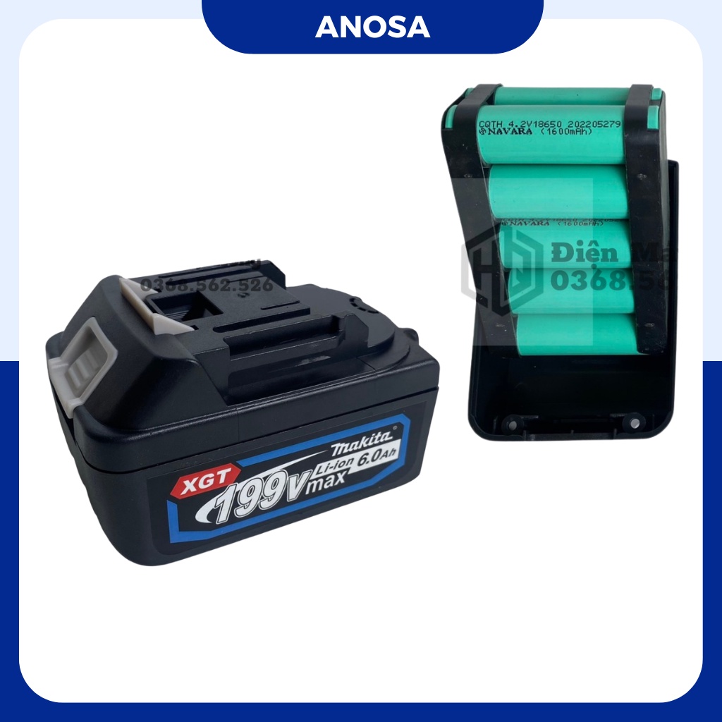 Pin Makita 199v, pin 10 cell máy bắn bulong chân pin phổ thông dung lượng khủng