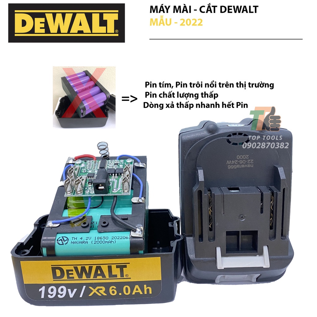 Máy mài pin Dewalt 199v, máy cắt pin cầm tay không chổi than