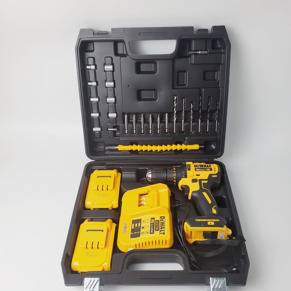 Máy khoan pin Dewalt 20v cầm tay, động cơ không chổi than, kèm bộ 24 chi tiết