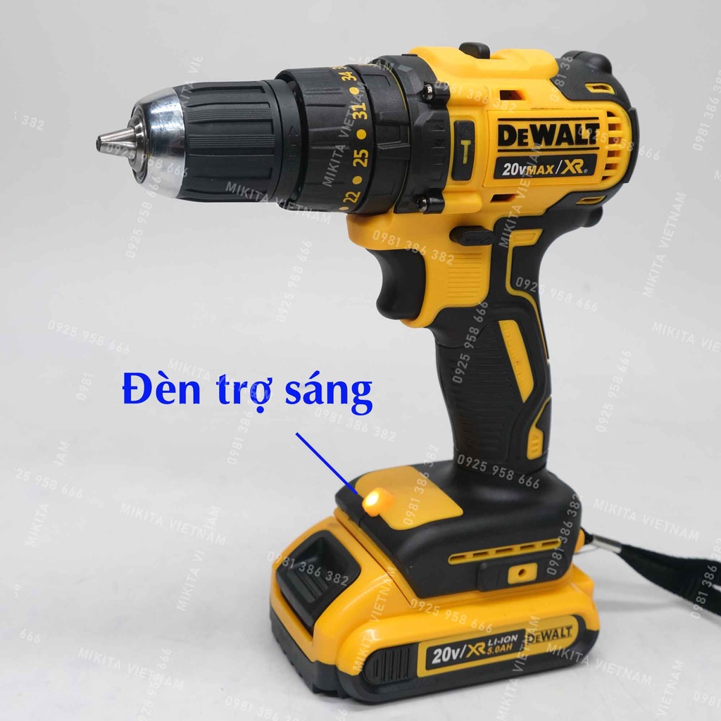 Máy khoan pin Dewalt 20v cầm tay, động cơ không chổi than, kèm bộ 24 chi tiết