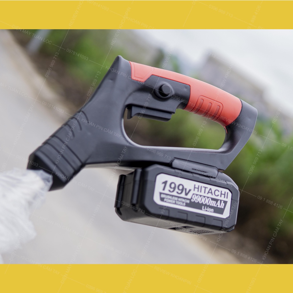 Máy cắt cỏ dùng pin cầm tay Hitachi 199v, máy phát cỏ tặng bộ dụng cụ làm vườn