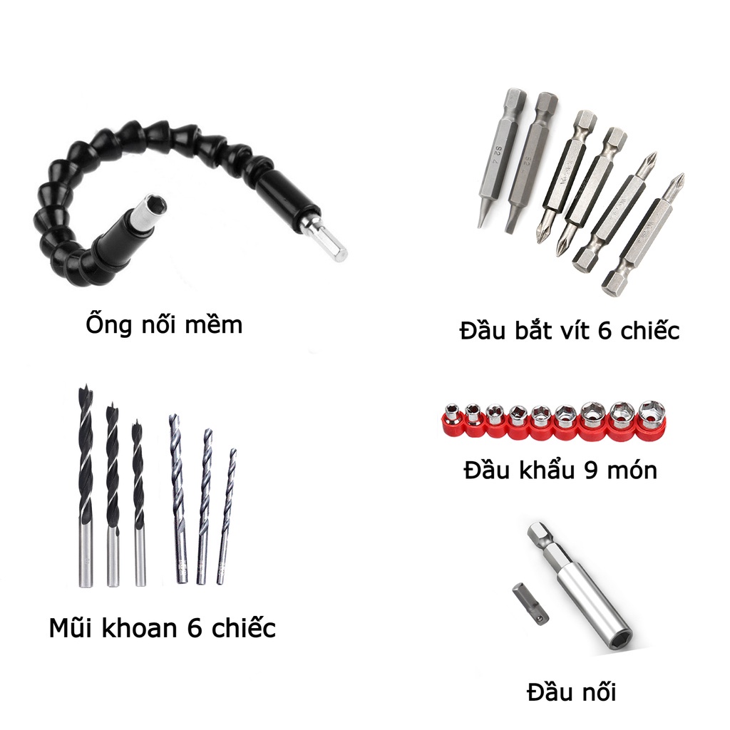 Hộp đựng máy khoan kèm phụ kiện 24 chi tiết