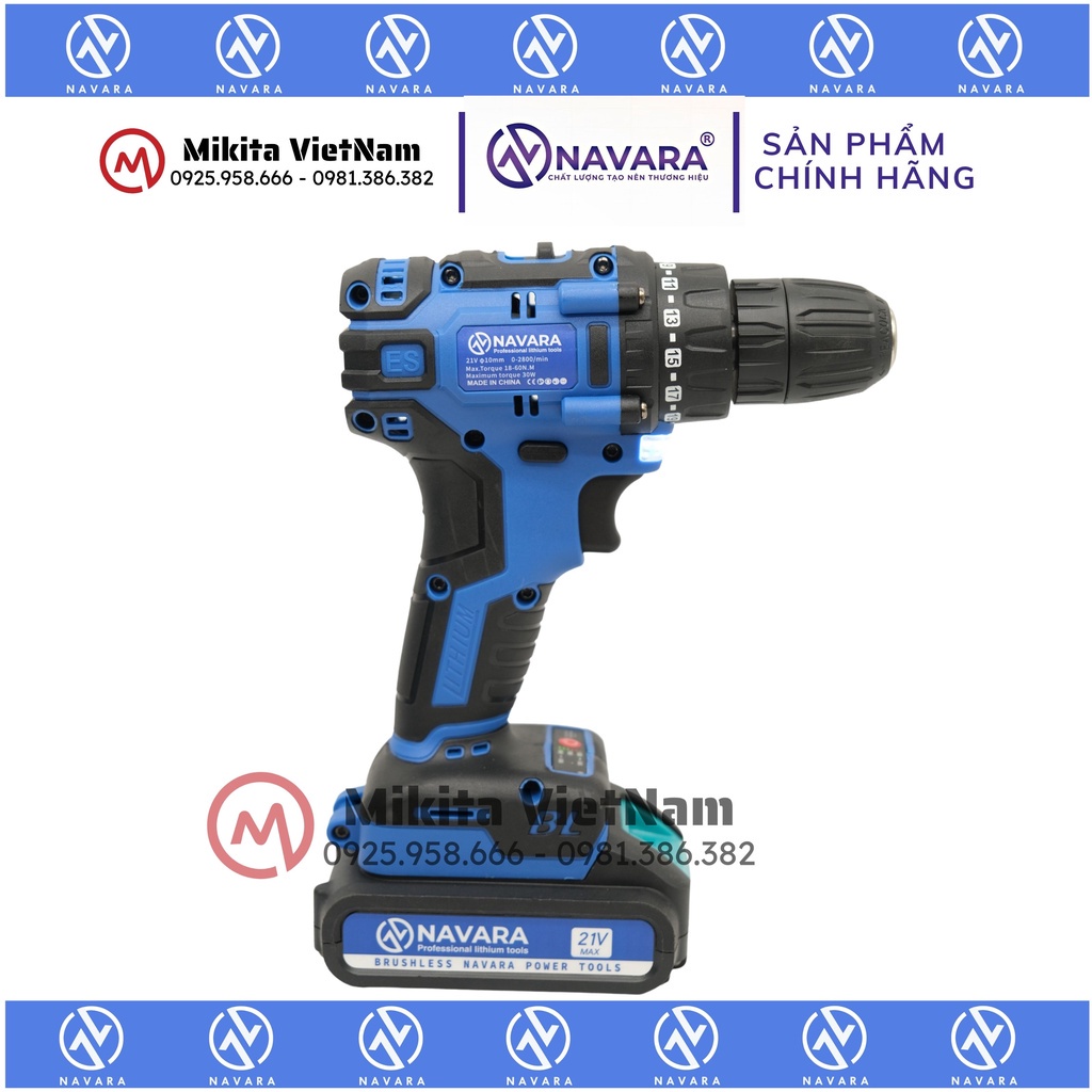 Máy khoan pin NAVARA 7002 21v không chổi than hàng chính hãng