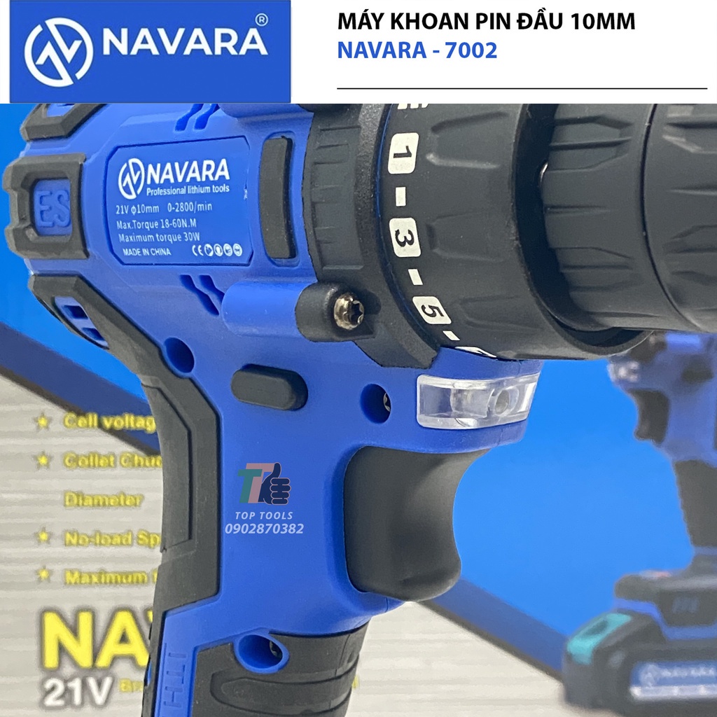 Máy khoan pin NAVARA 7002 21v không chổi than hàng chính hãng