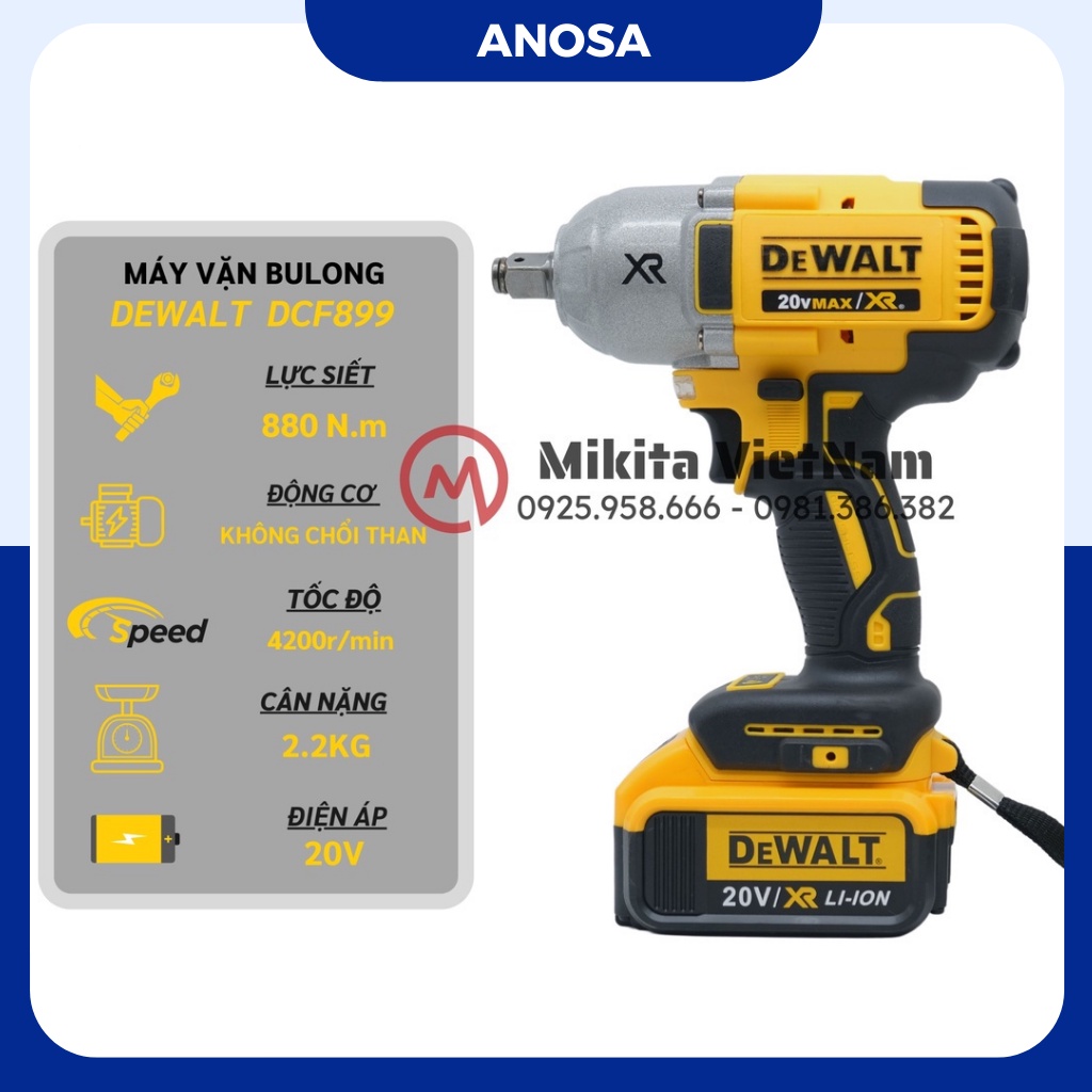 Máy siết bulong Dewalt 20v lực siết lớn 880Nm pin khủng động cơ không chổi than