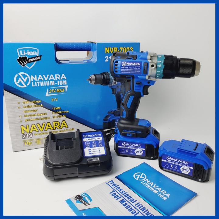 Máy khoan pin Navara 21v NVR 7003, máy khoan cầm tay không chổi than chính hãng