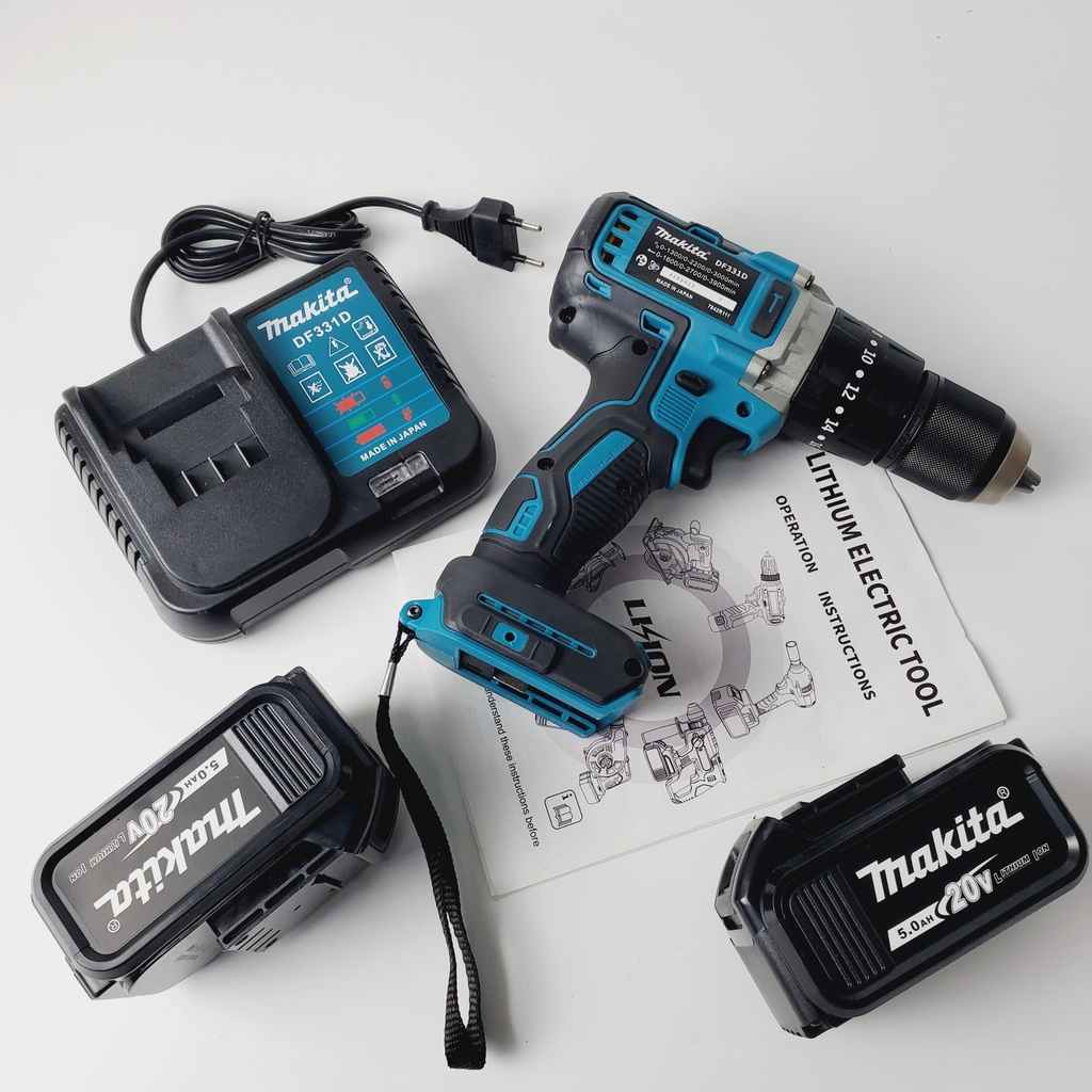 Máy khoan pin Makita 20v cầm tay hàng cao cấp, khoan pin 3 chức năng, động cơ không chổi than