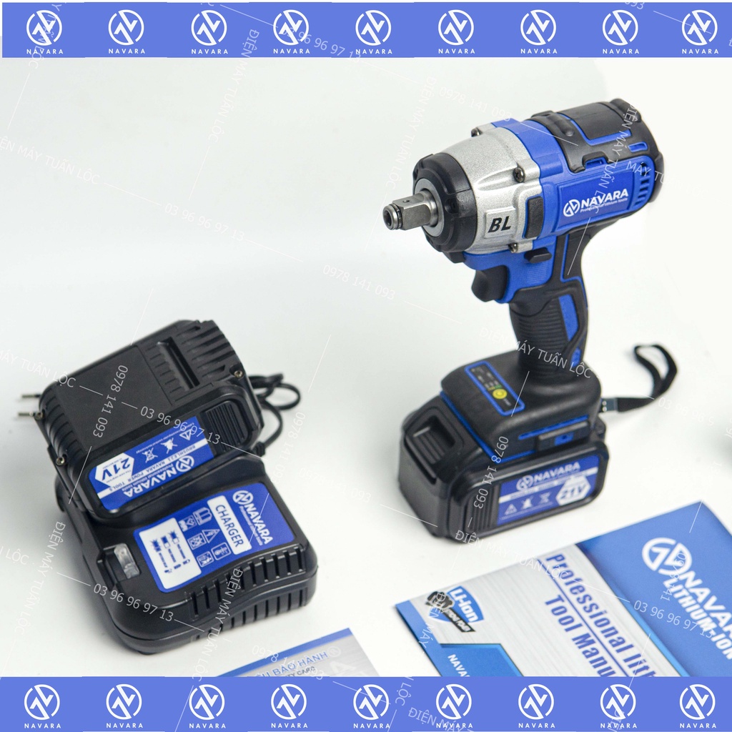 Máy siết bulong Navara NVR-6001, đầu bulong 2 trong 1, lực siết 380n.m, bảo hành chính hãng 12 tháng