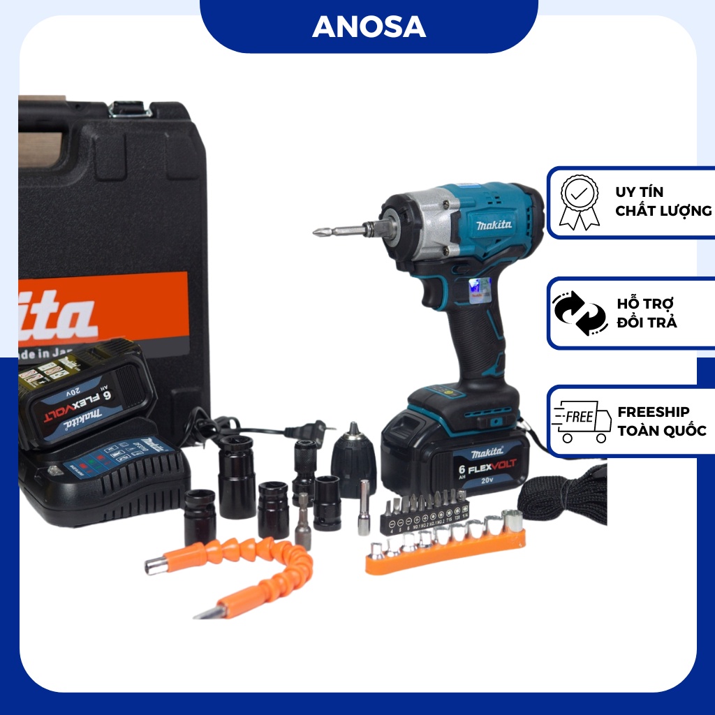 Máy siết bulong Makita 20v không chổi than, máy bắn bulong hàng cao cấp 2022