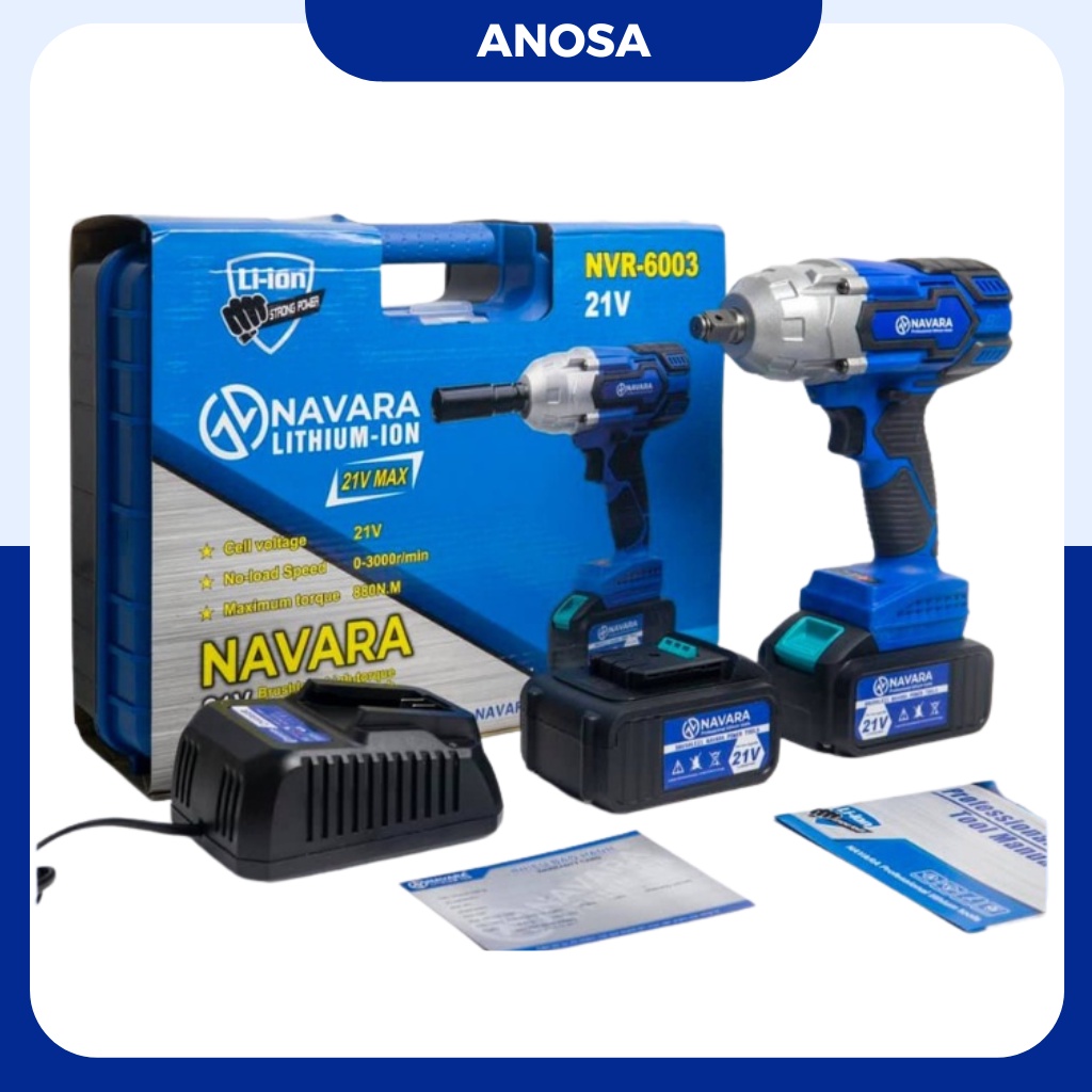 Máy siết bulong NAVARA NVR-6003 lực siết 880n.m cho sửa xe lưu động cần lực siết mạnh