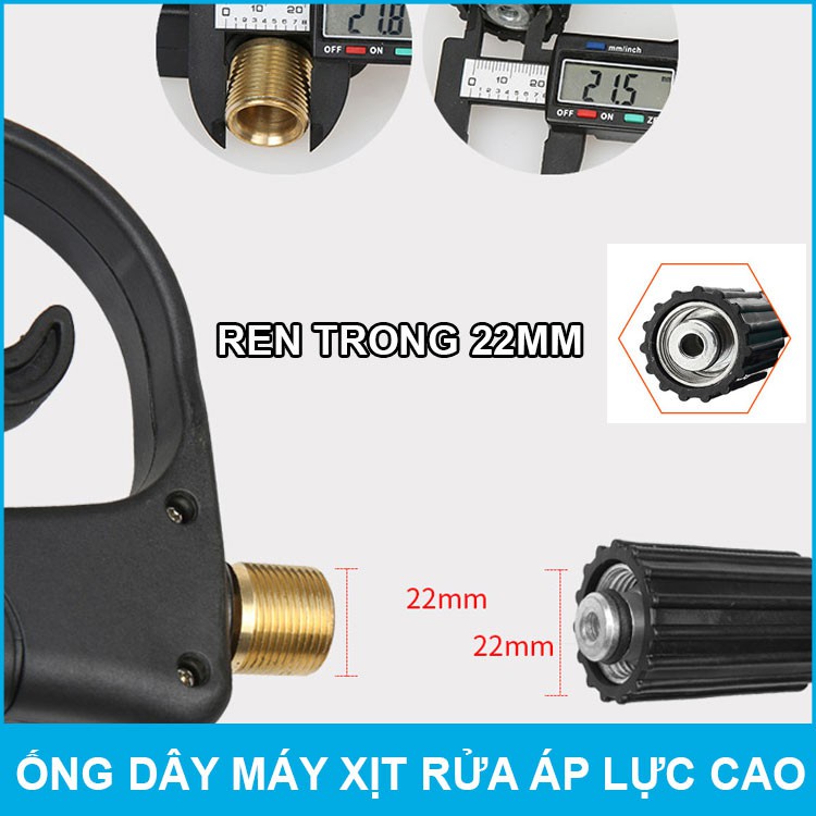 Dây xịt rửa xe áp lực cao 3 lớp lõi 10M-15M- 20M