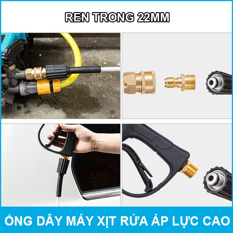 Dây xịt rửa xe áp lực cao 3 lớp lõi 10M-15M- 20M