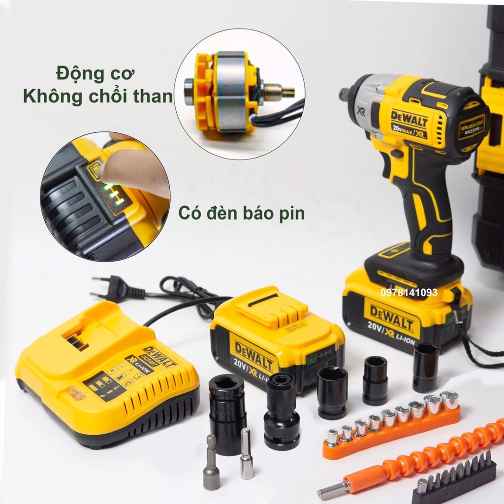 Máy siết bulong Dewalt DCF887 20v động cơ không chổi than, máy khỏe thời gian sử dụng pin 3-4 tiếng liên tục