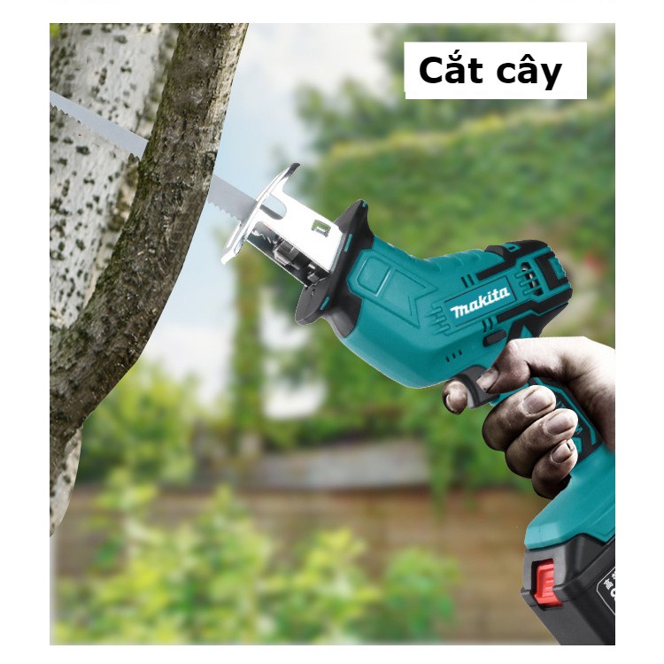 Máy cưa kiếm dùng pin Makita, máy cưa cầm tay tặng kèm 4 lưỡi cưa