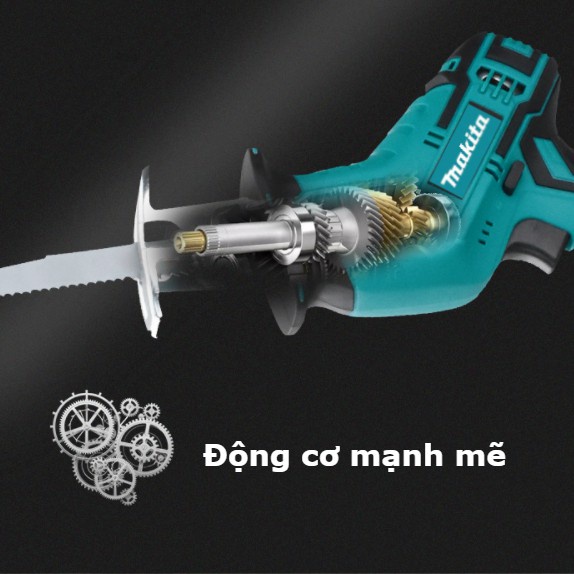 Máy cưa kiếm dùng pin Makita, máy cưa cầm tay tặng kèm 4 lưỡi cưa