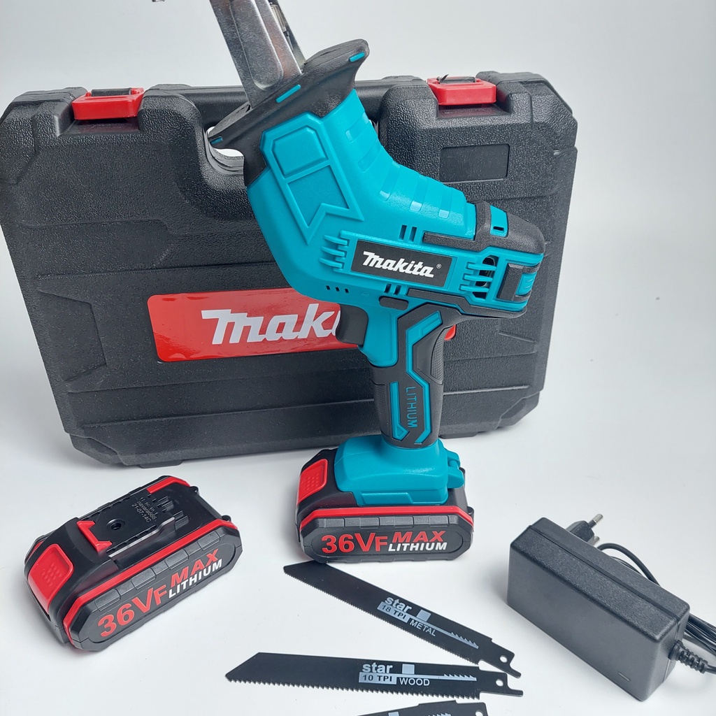 Máy cưa kiếm dùng pin Makita, máy cưa cầm tay tặng kèm 4 lưỡi cưa