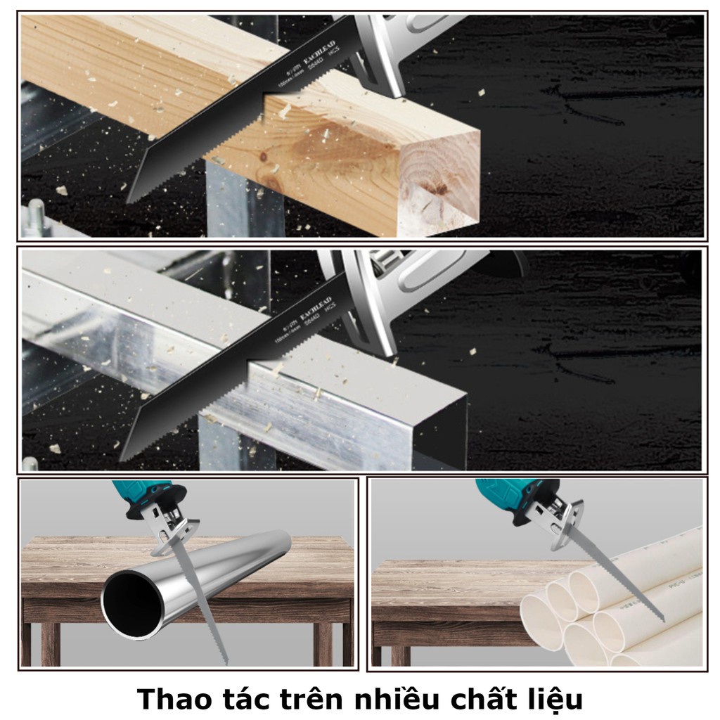 Máy cưa kiếm dùng pin Makita, máy cưa cầm tay tặng kèm 4 lưỡi cưa