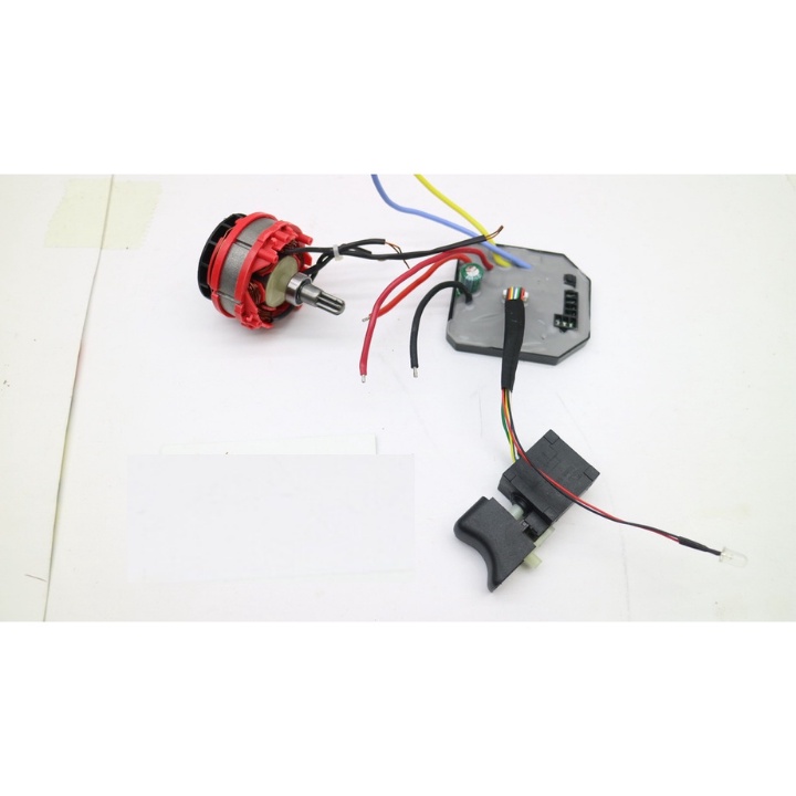 Linh kiện máy siết bulong Makita 3 đèn không chổi than, mạch điều khiển, công tắc điều tốc, cuộn dây Stato, Rotor