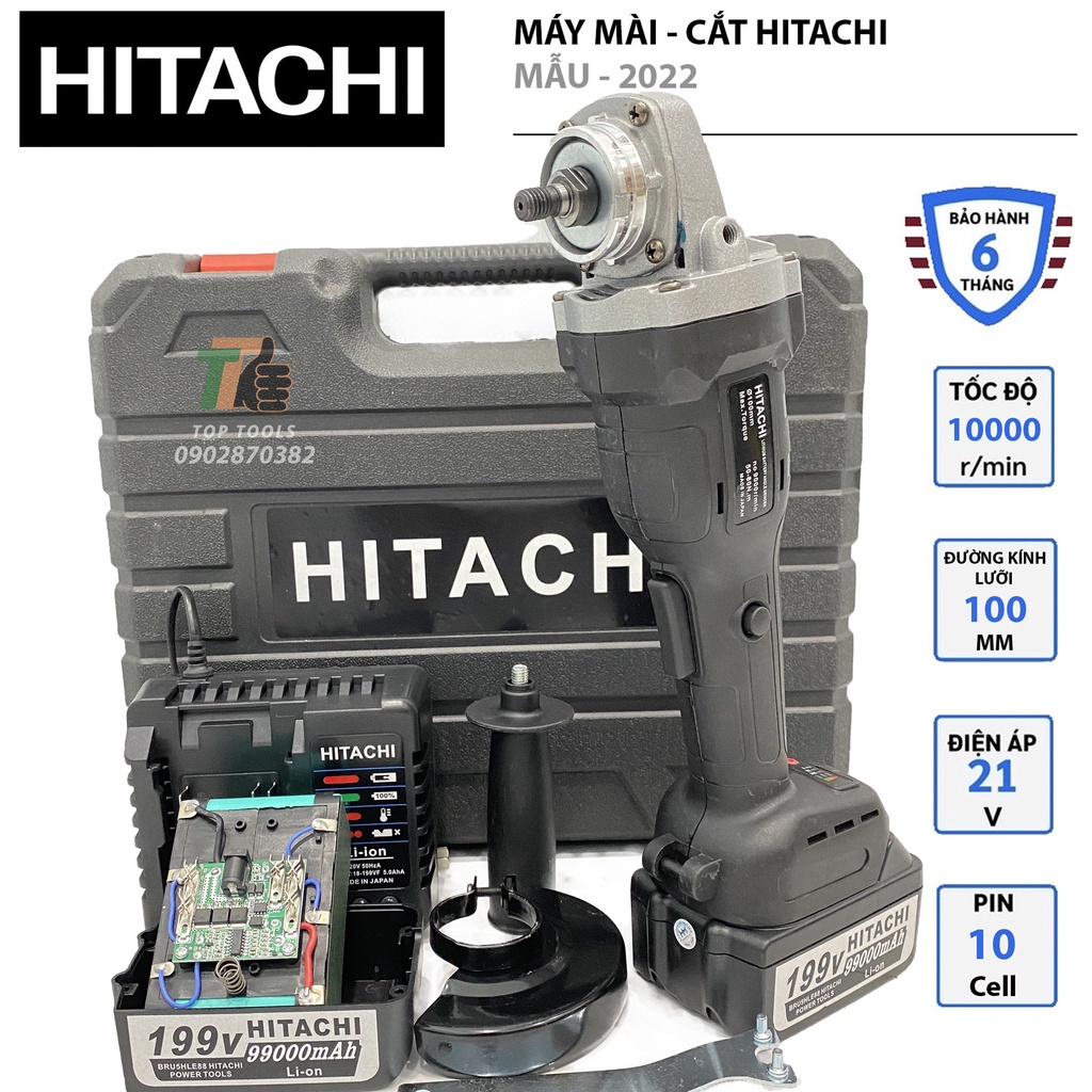 Máy mài pin, máy cắt pin Hitachi 199v động cơ không chổi than